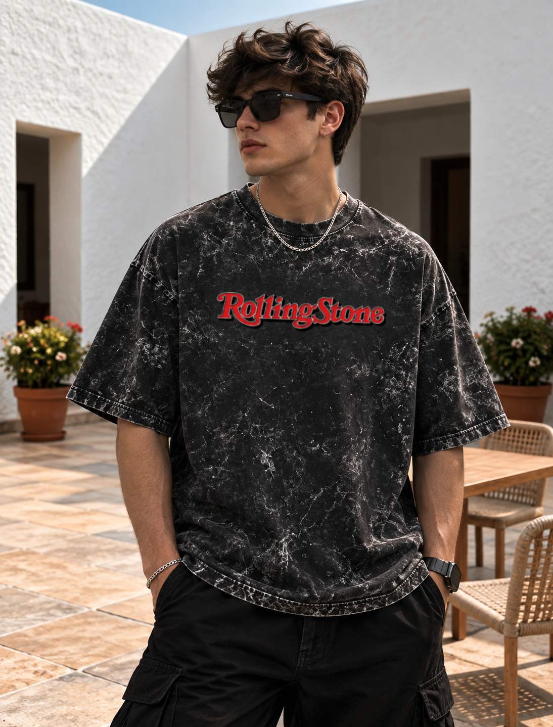 Rolling Stone Acid Washed Oversized Tee