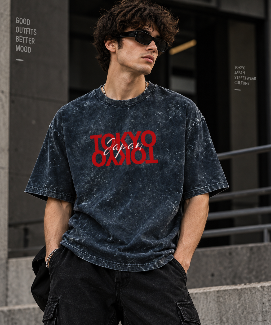 Tokyo Oversized T shirt Acid Washed